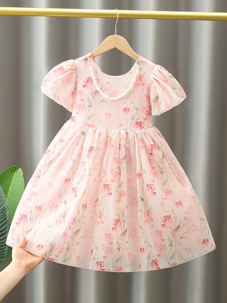 女童夏季连衣裙夏装新款洋气儿童小女孩碎花裙子公主甜美