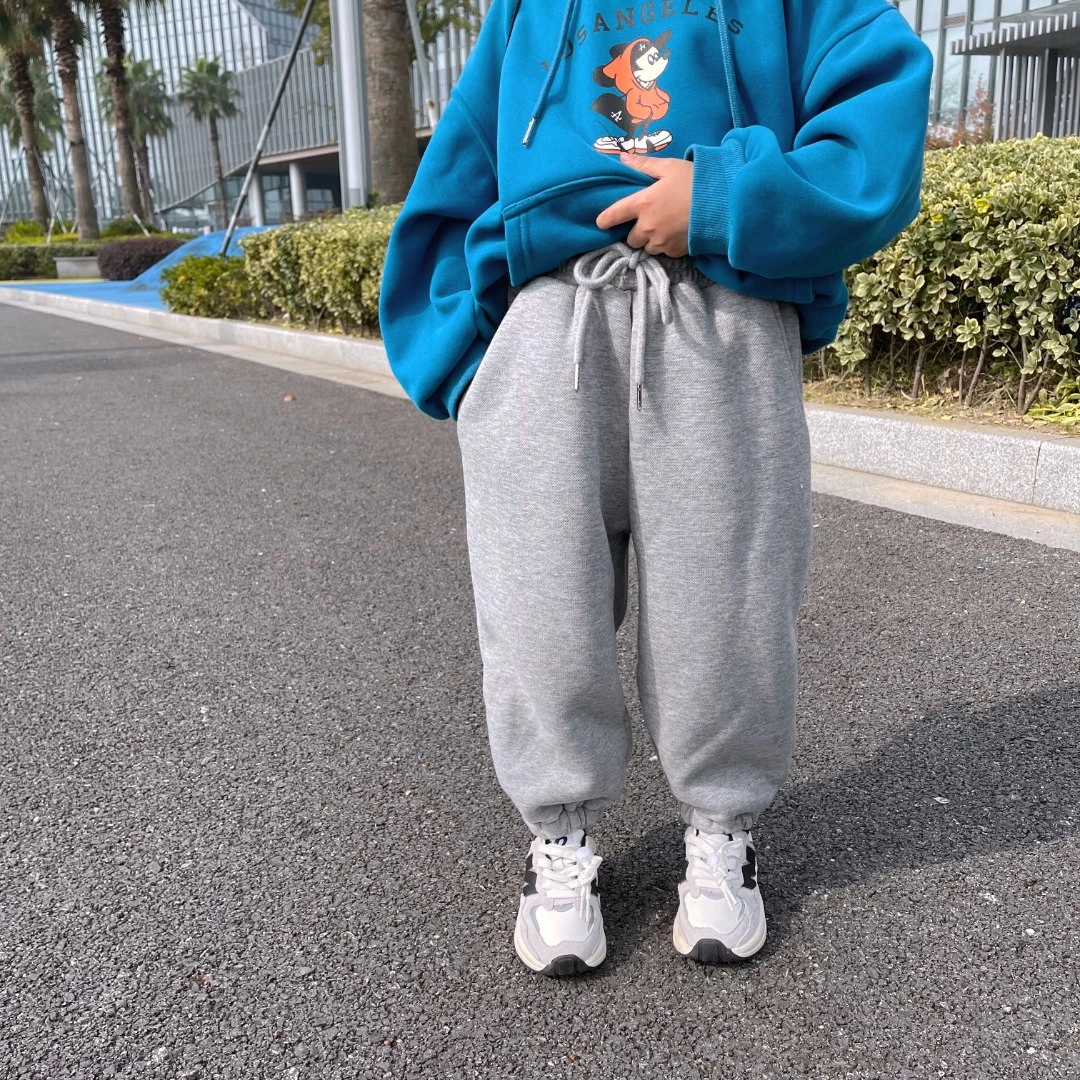 ★加绒保暖儿童宝宝纯色宽松运动裤冬装男女童休闲卫裤长裤