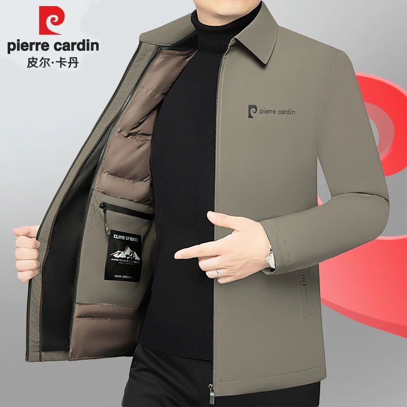 皮尔卡丹男士休闲翻领棉服可拆卸内胆茄克衫秋冬短款夹克高档棉服