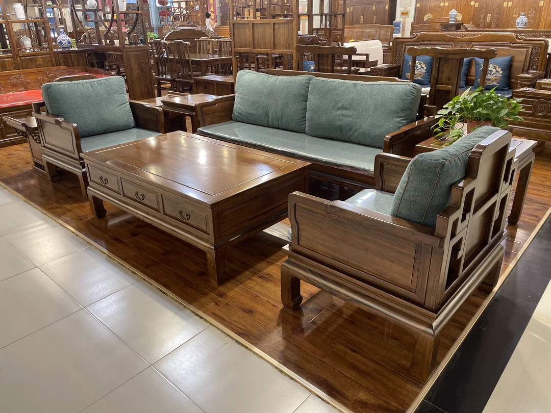 全榆木沙发六件套 整体隼卯工艺  北方小叶榆木