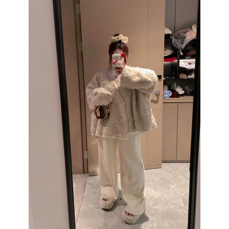 慧芝 huizhi Baby绒阔腿裤 定制款 软糯高腰阔腿加绒休闲裤