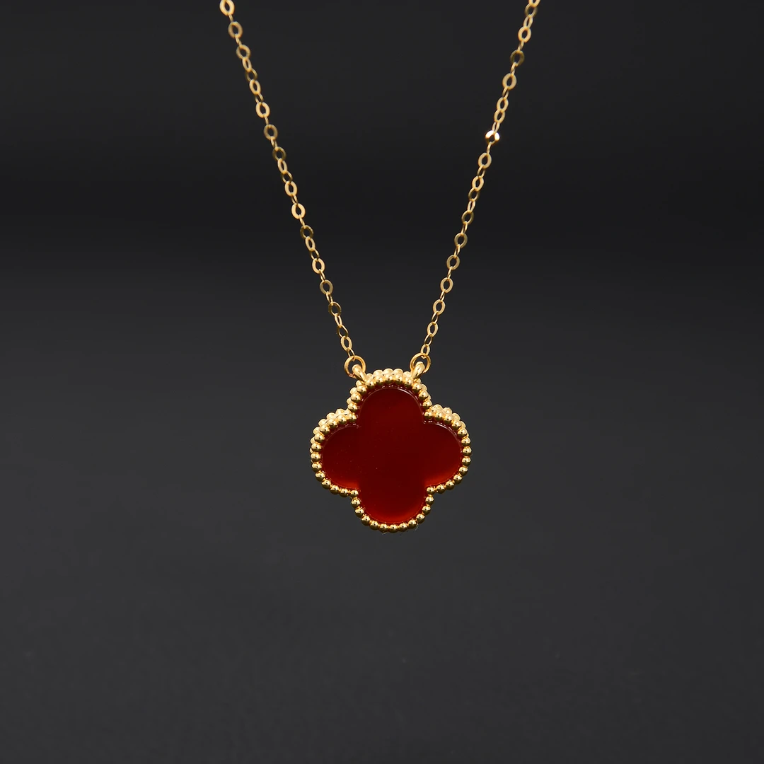 【一兆专属】18K金红玛瑙15mm套链四叶气质百搭轻奢精美简约