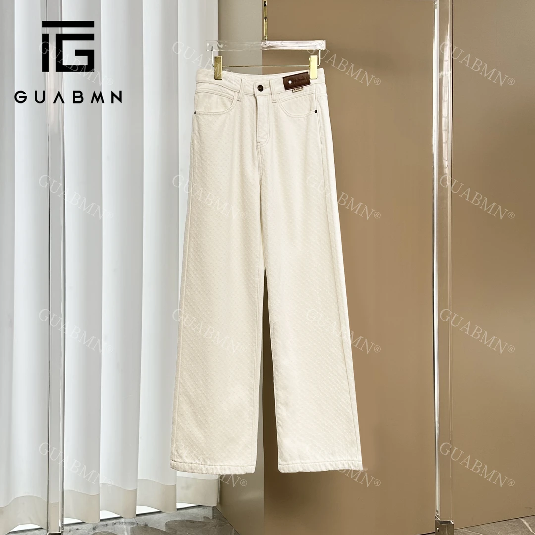 2024冬季新品韩版纹理小众设计加绒磨毛直筒牛仔裤3785红人上新