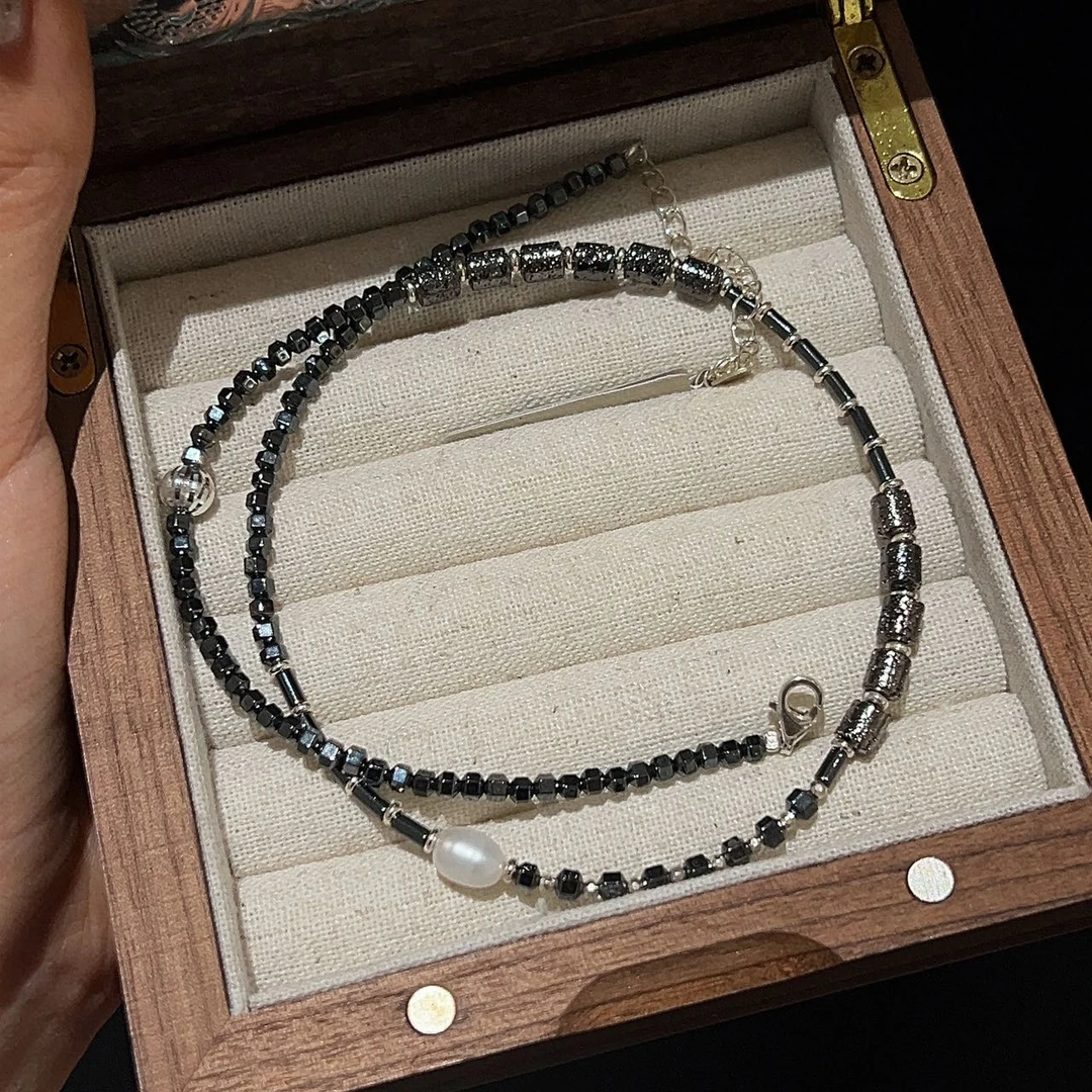 链子925银 JIUJIU【黑武士】气质百搭小众设计感拼接个性项链0926