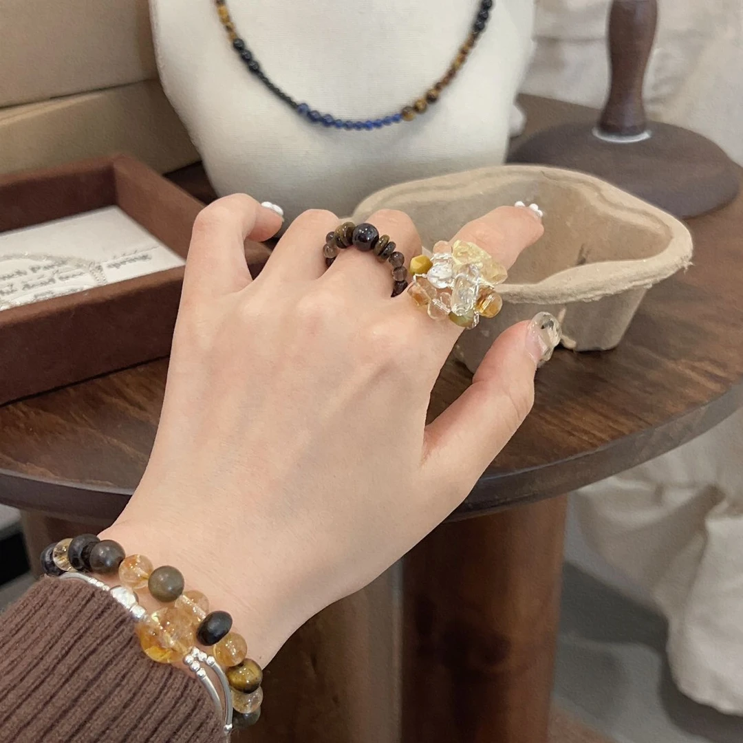 925银戒指 JIUJIU【花团锦簇】戒指时尚百搭彩色气质手工1014