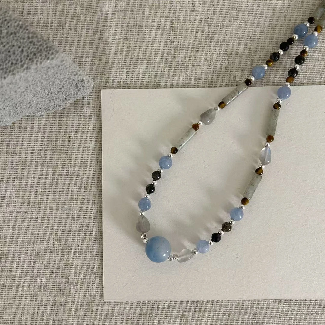 吊坠925银 JIUJIU【冰雪奇遇】原创手作时尚百搭简约珠珠项链1206