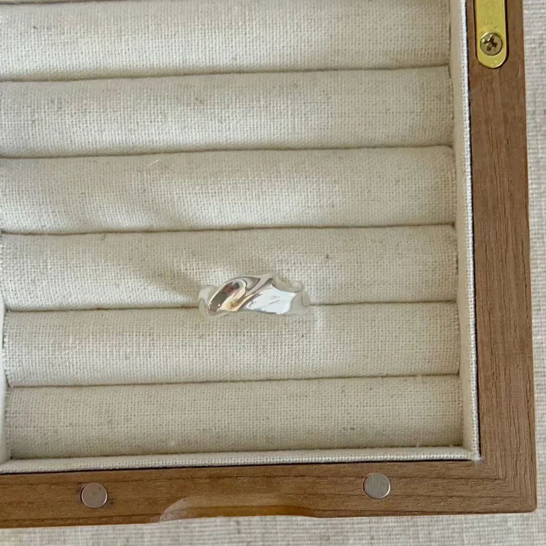 925银戒指 JIUJIU【千纸鹤】简约百搭设计感开口戒指1114