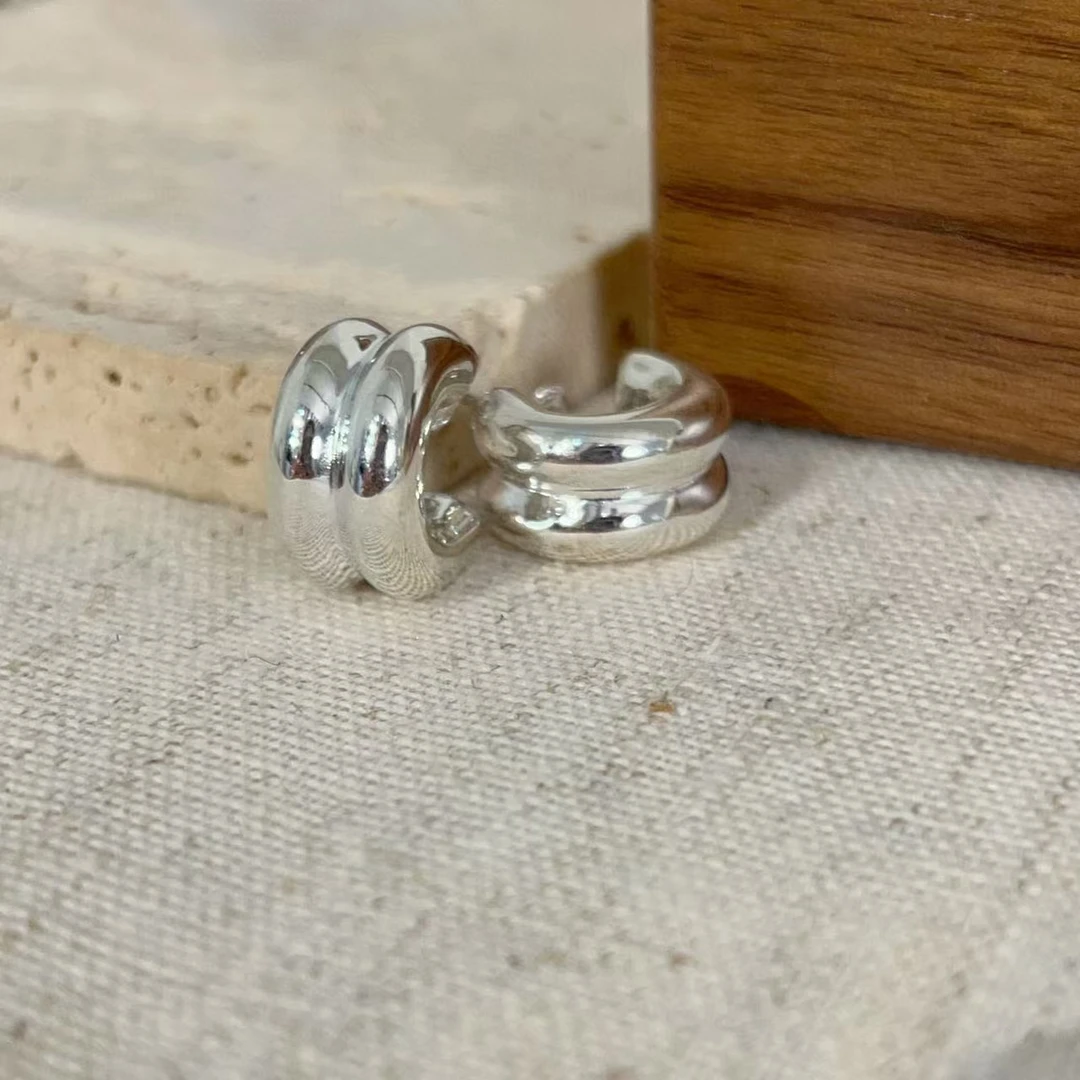 925银耳饰 JIUJIU【双层甜甜圈】耳钉银色百搭精致小众时尚耳钉11