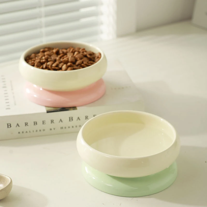 猫碗陶瓷猫食盆猫咪饭碗猫粮碗高脚狗碗防打翻喝水碗宠物饭盆幼猫