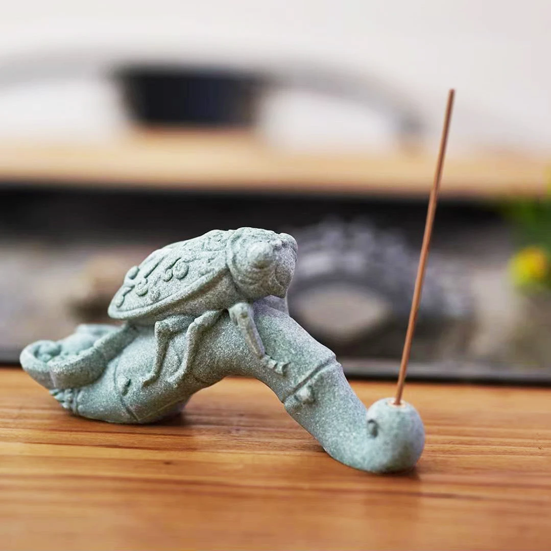 青石一鸣惊人玉蝉新中式香插桌面佛堂茶室景观装饰品手工客厅玄关