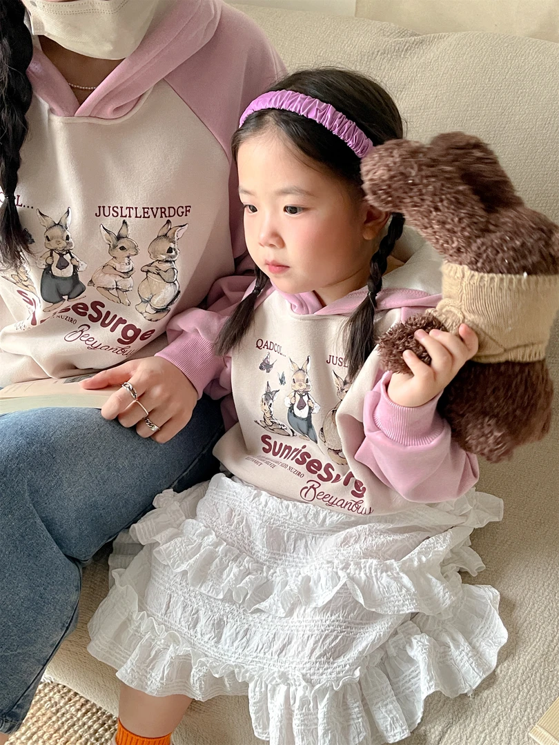 【主播推荐】【顾奈】冬季加绒卡通连帽亲子卫衣QZ404-5