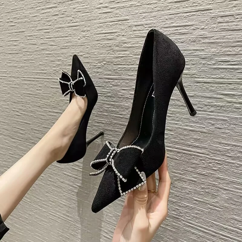 sufeifei/苏妃妃22细跟高跟鞋女尖头时尚蝴蝶结韩版单鞋浅口女鞋