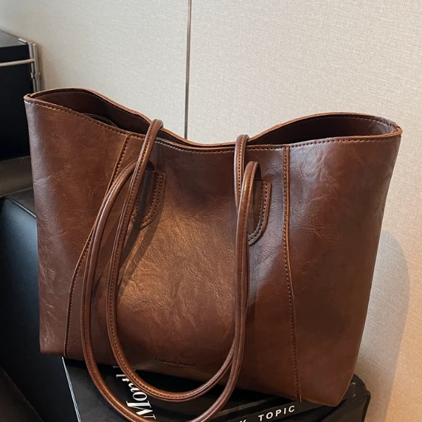 美拉德复古包包女大容量2024新款休闲百搭单肩包高级感通勤托特包