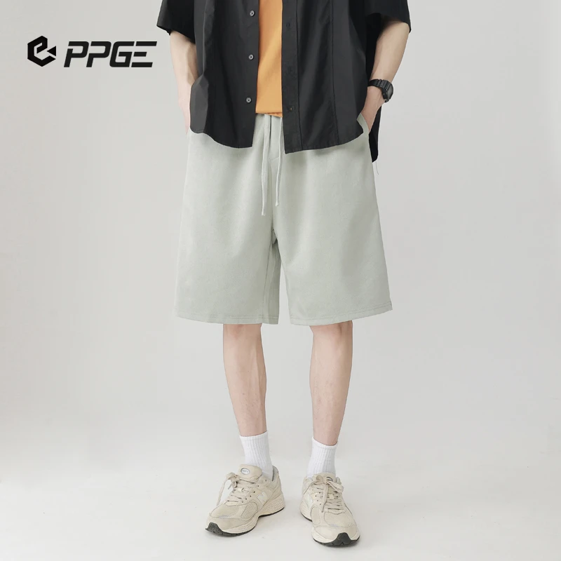 PPGE夏季薄款短裤男士纯色直筒休闲潮流百搭时尚外穿青少年五分裤