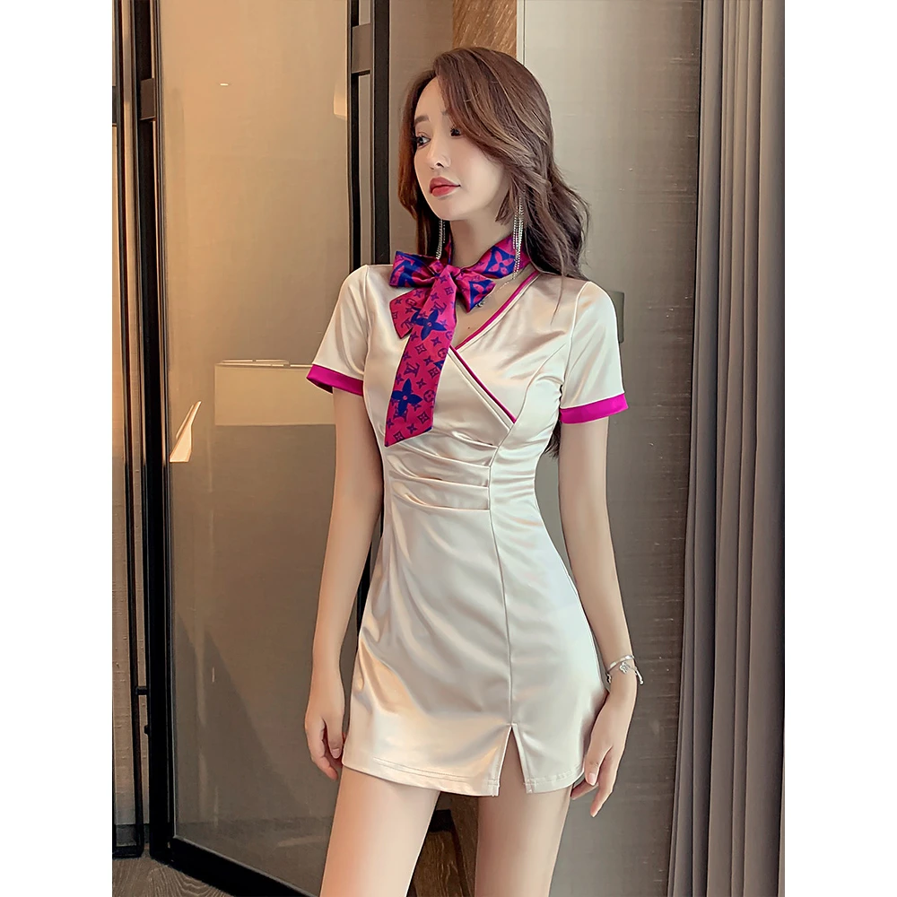 夜总店性感连衣裙足浴店足疗女技师工作服女装养生馆沐足水疗工衣