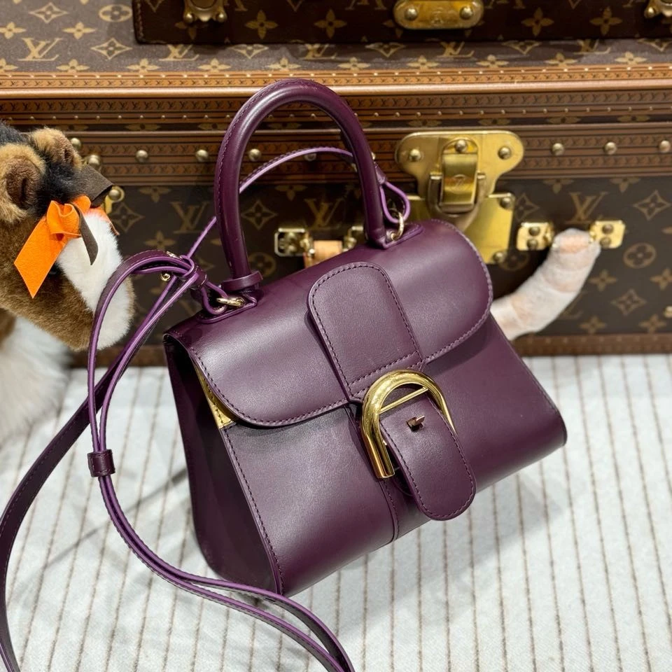 99新 Delvaux/德尔沃 贝贝/德尔沃mini brilliant紫色包 镜子