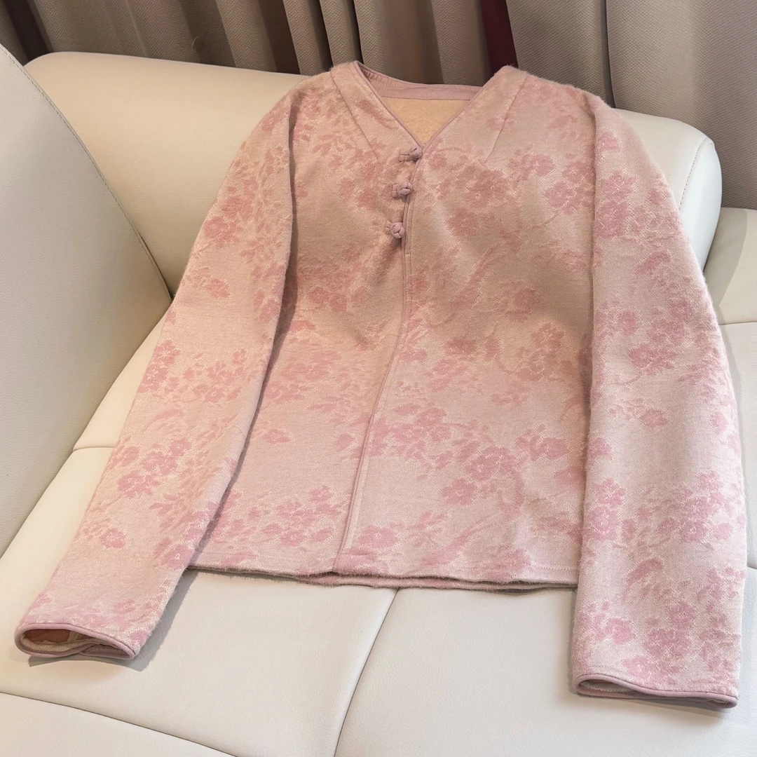 LUSL鹭十里【春江花月】三粒扣提花文艺提花气质上衣50332