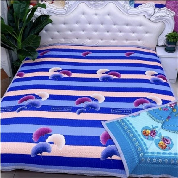 （双面床盖）银杏叶/平安果 2米X2.3米 AB三层夹棉床盖可铺可盖