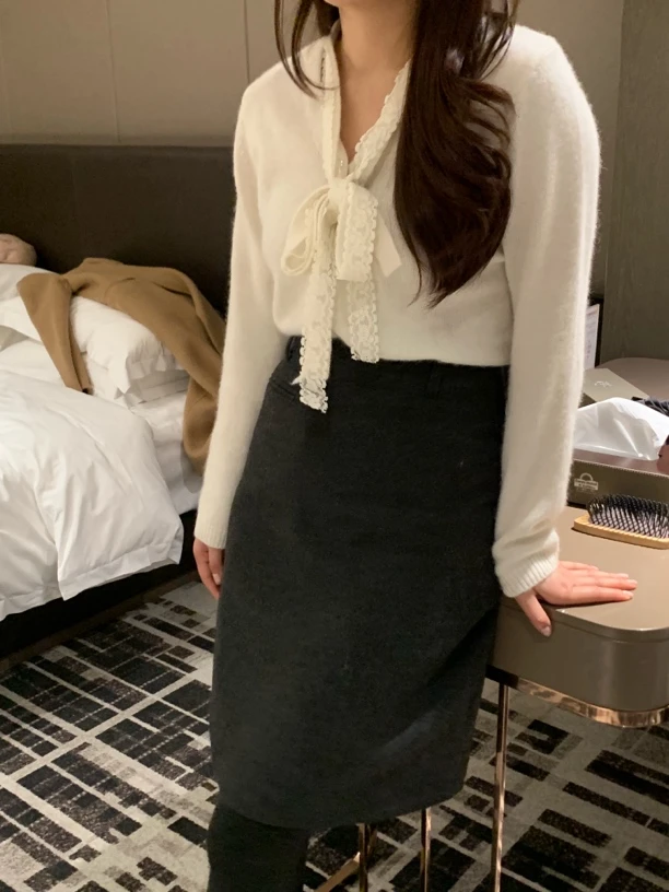 【梨花服饰】自制款灰色西装中裙实体链接