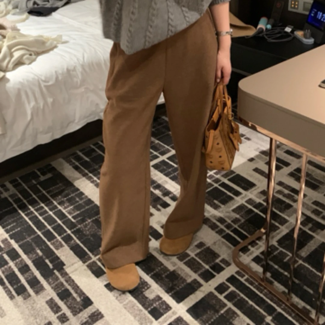 【梨花服饰】弯刀加厚直筒裤