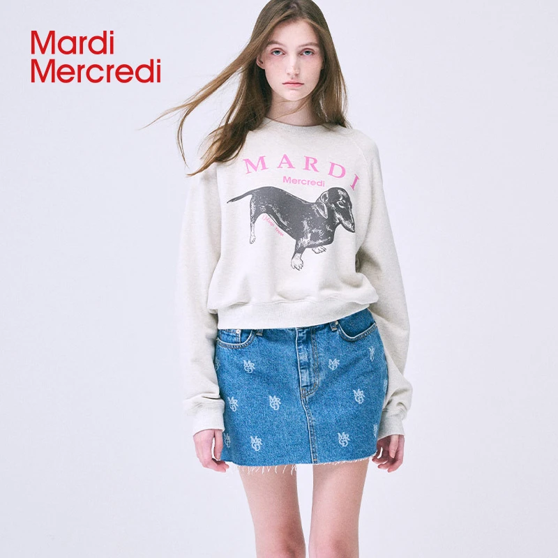 Mardi Mercredi【冬日穿搭】经典腊肠狗插肩短款卫衣宽松时尚Mardi