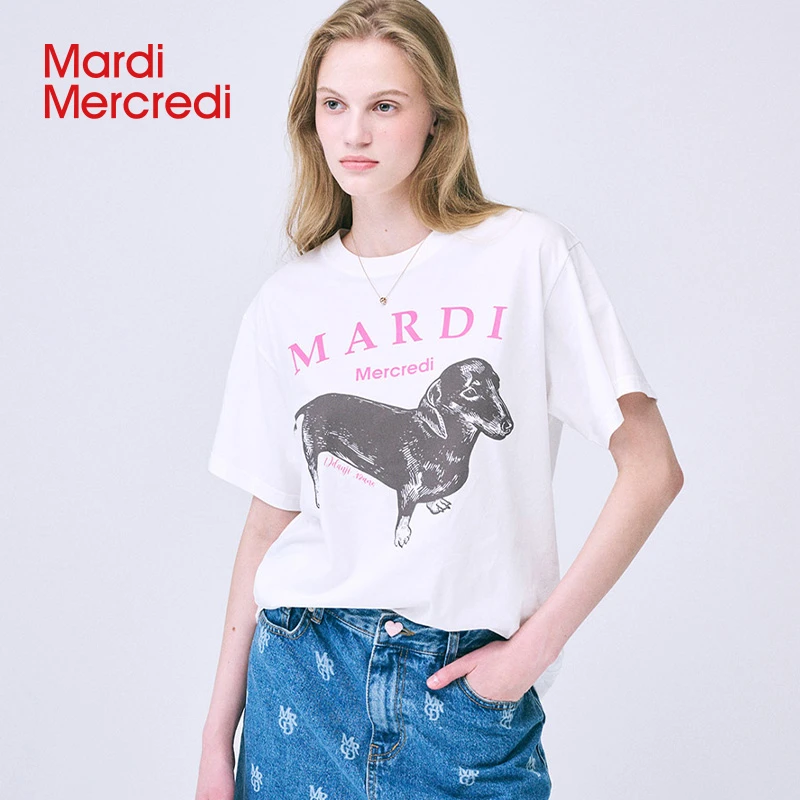Mardi Mercredi【商场同款】经典腊肠狗短袖t恤宽松情侣欧若风LY