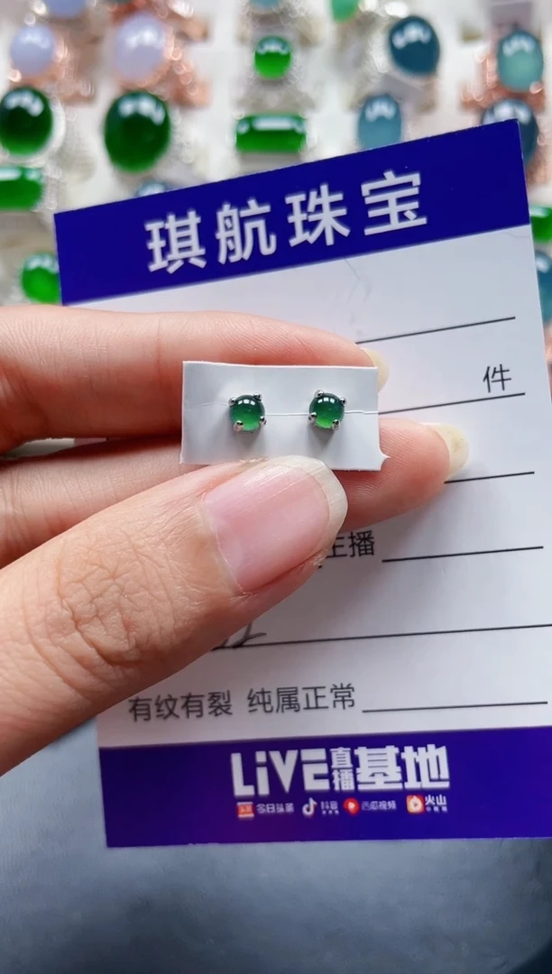 【闪购商品】翡翠耳饰银S925镶嵌652