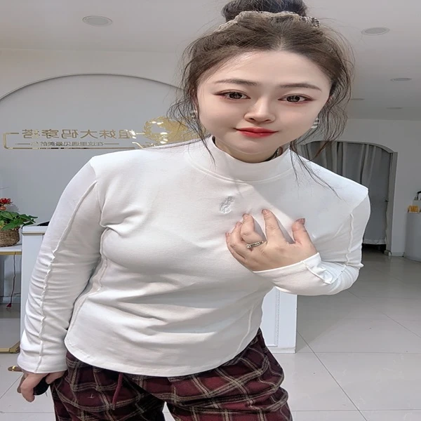 3221时尚百搭白色拉绒纯棉体恤