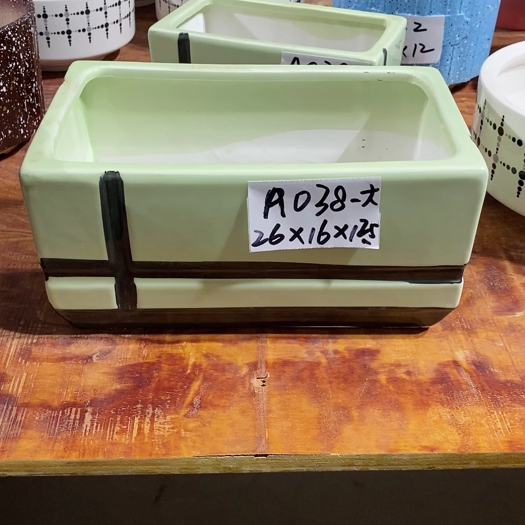 【闪购商品】陶瓷20CM（含）-50CM（不含）微瑕花盆AAA038-1大号绿