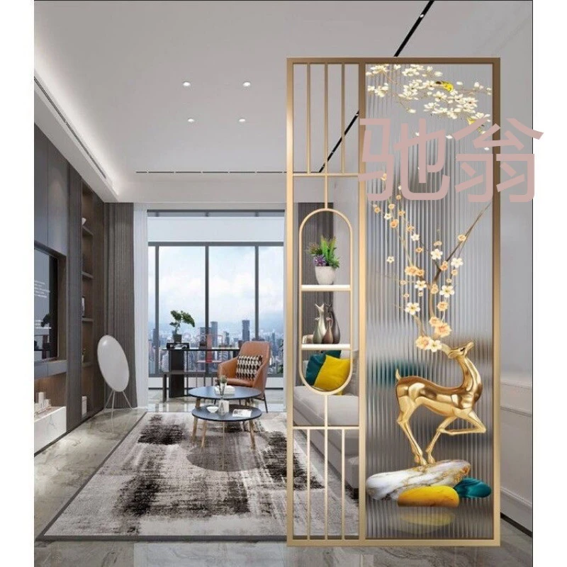 客厅屏风最新款2025高档大气隔断屏风客厅长虹玻璃艺术客厅隔断