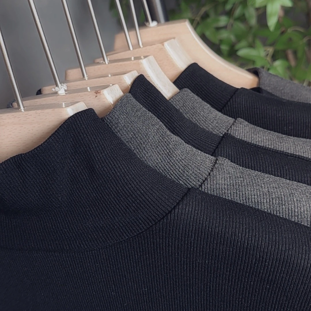 9199#薄款高领显瘦内搭黑色休闲打底衫百搭洋气修身长袖打底针织