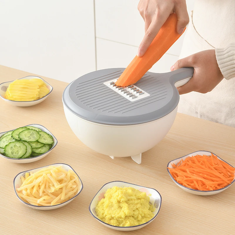 家用多功能切菜器厨房用护手切丁神器沥水刨丝篮切片刮丝切菜刀具