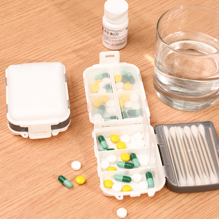 日本进口小药盒便携迷你棉签药片药丸收纳盒药品一周分装随身药盒