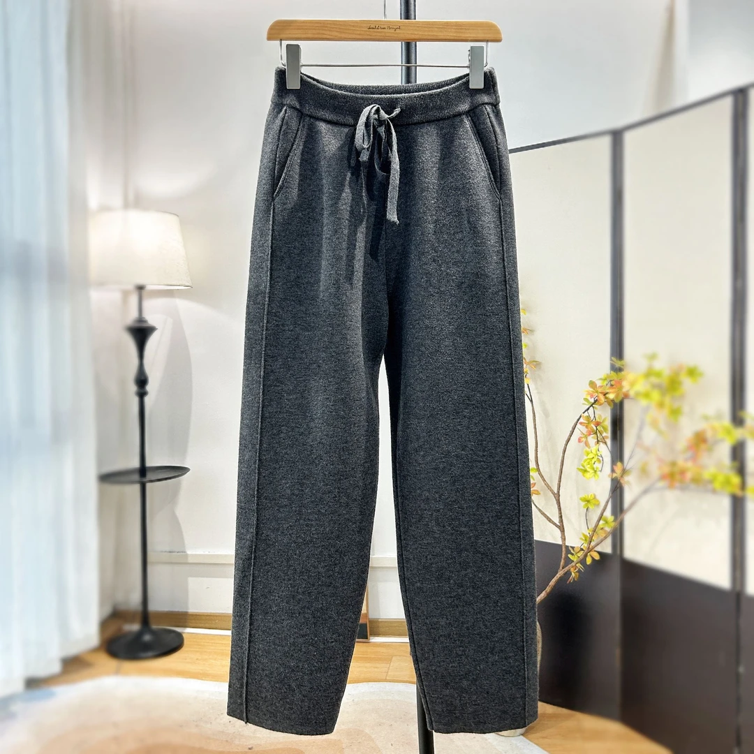 【萨拉迪恩】 羊毛加绒秋冬显瘦直筒休闲裤卫裤女百搭长裤子时尚