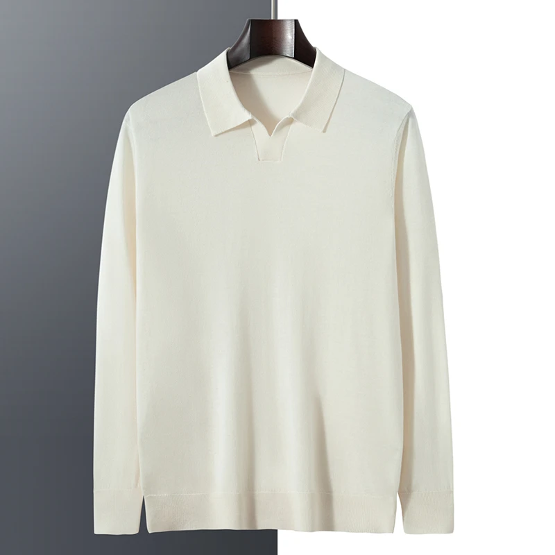 68支精纺100%纯山羊绒衫开叉衬衫领薄款长袖高端打底衫毛衣针织衫