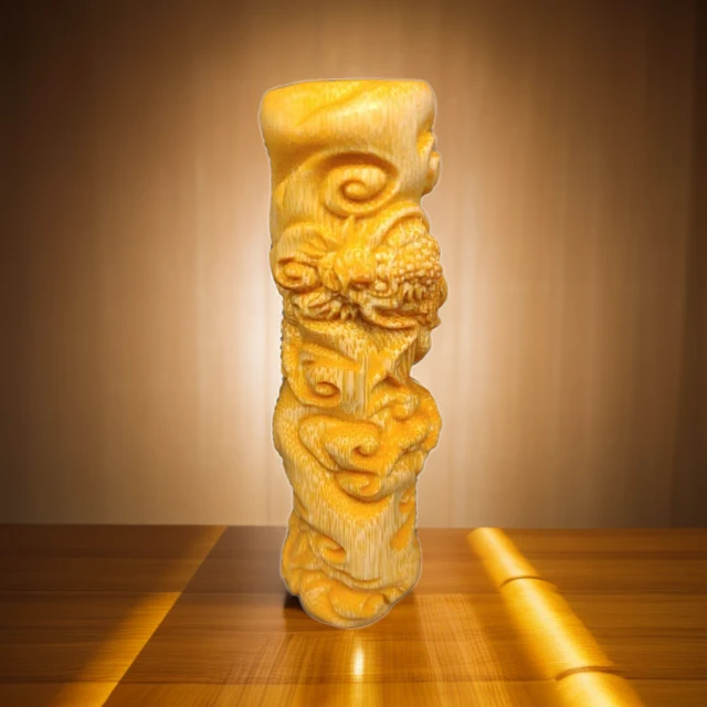 龙血金丝竹实心竹雕刻异形龙柱2024爆款竹子文玩