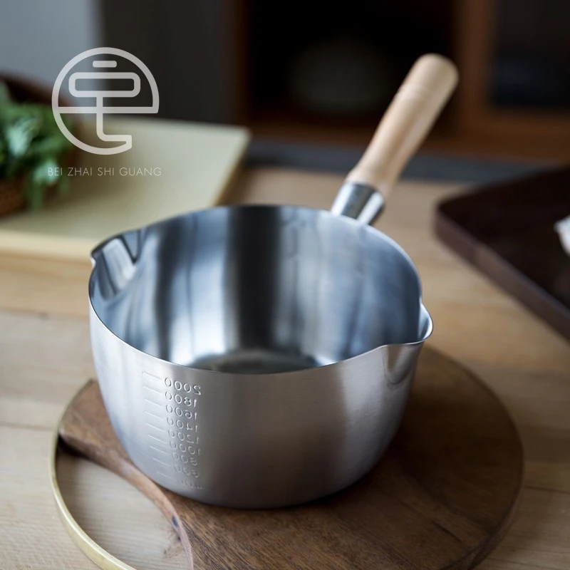 2L加深经典款。日本进口仔犬印不锈钢18-8雪平锅奶锅汤锅厨房家用