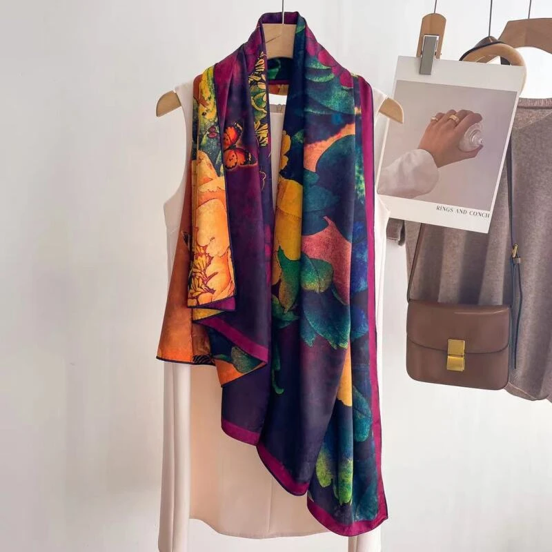 X301 姚黄魏紫 方巾披肩  140*140左右