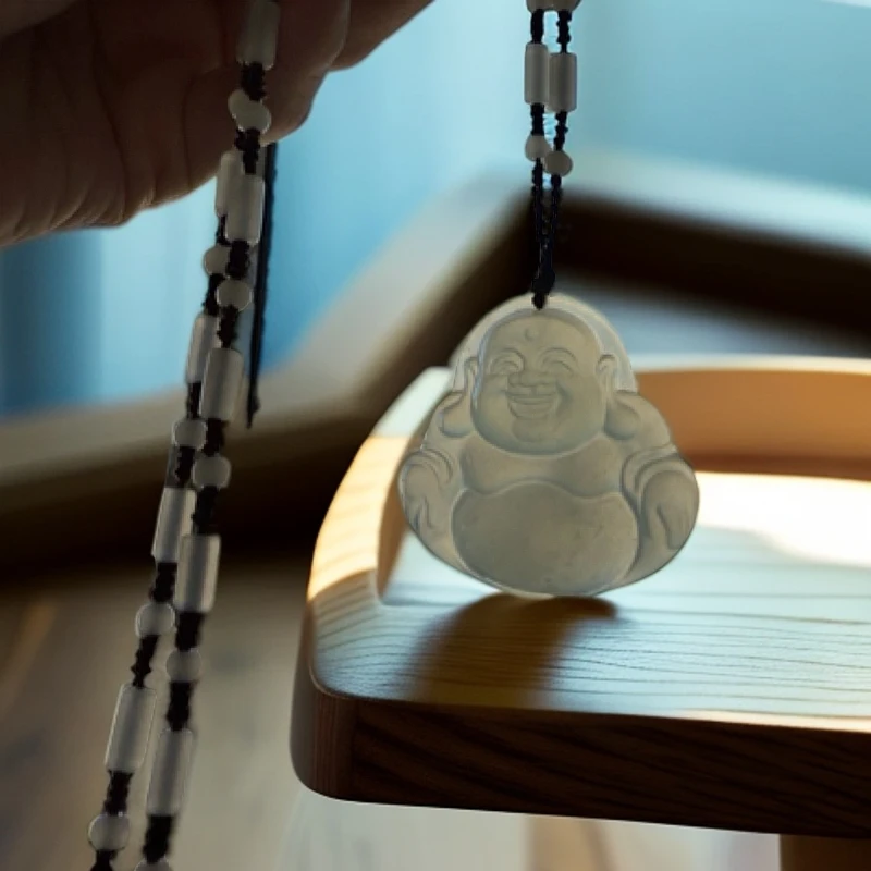 岫玉佛公笑佛白冰透