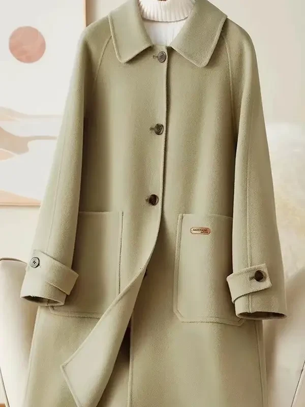 711-720女士百搭显瘦双面羊毛大衣毛呢外套