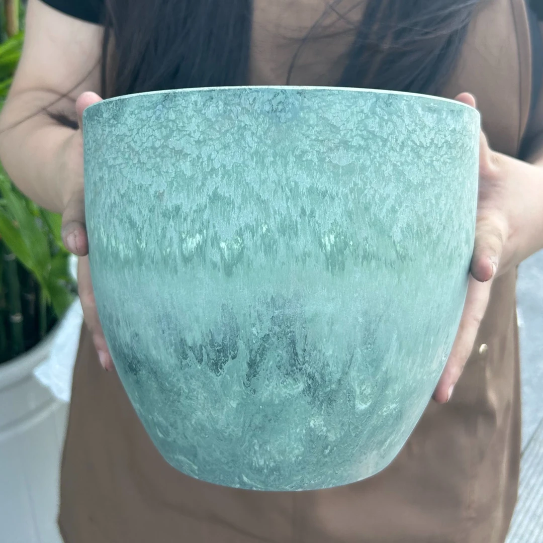 【一物一拍】直播间 孤品木塑圆形花盆绿色