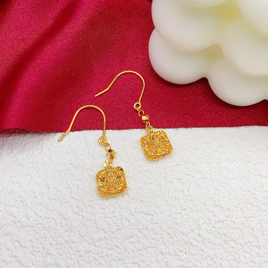 【木韵阁】足金999 黄金5G方糖耳钩黄金耳针时尚百搭 2.62