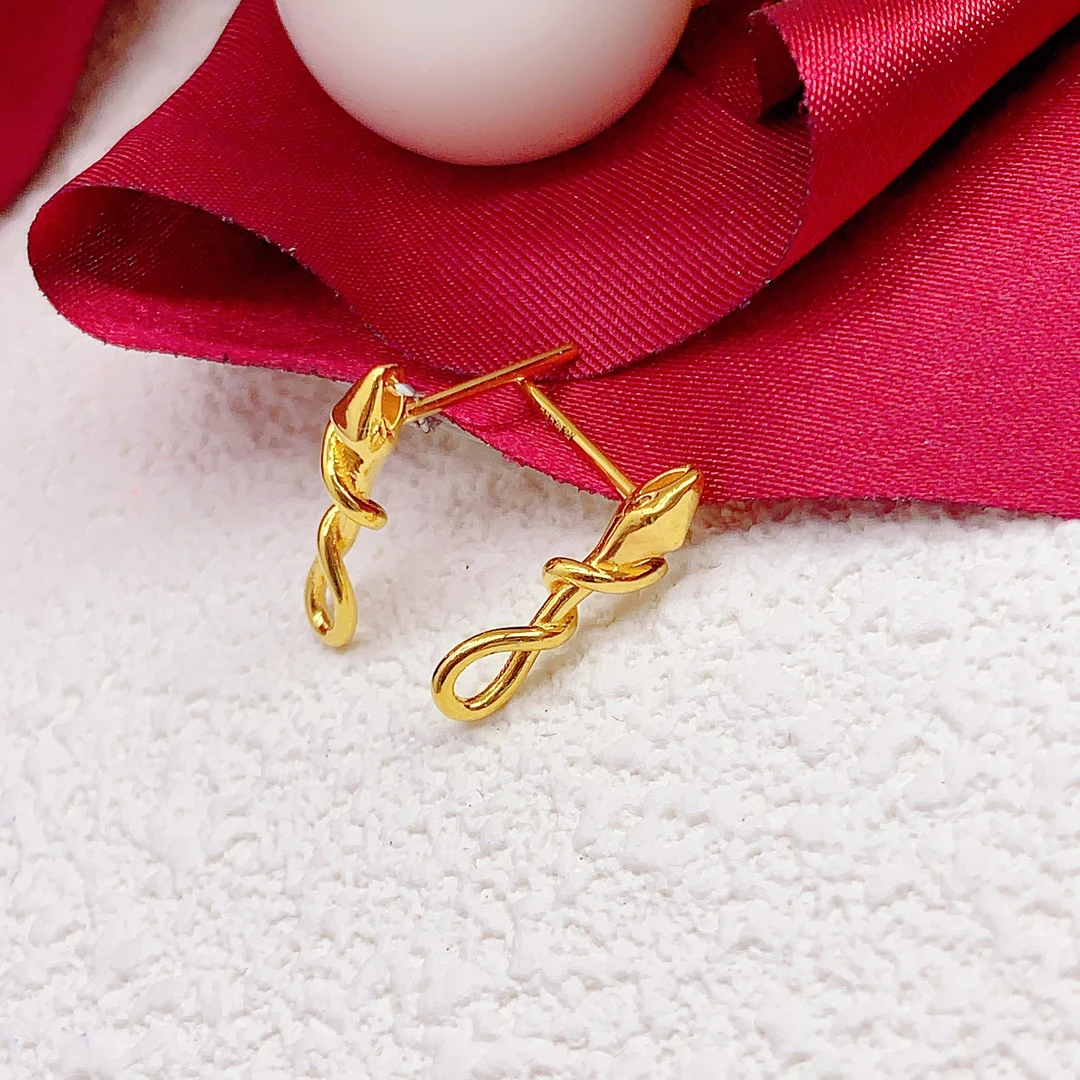 【木韵阁】足金999 5G黄金灵蛇耳针时尚黄金时尚 1.96