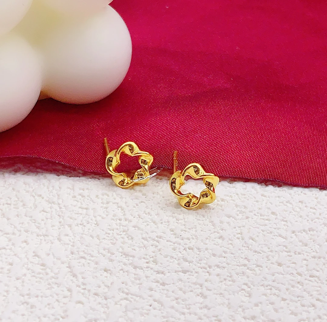 【木韵阁】足金999 黄金5G花朵莫比乌斯耳钉黄金耳针时尚百搭 1.88