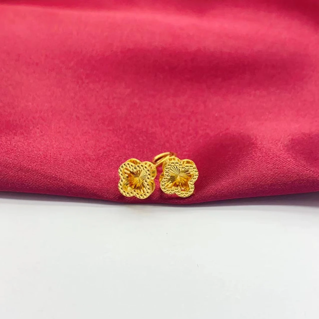 【木韵阁】足金999 黄金5G镂空镭射四叶草耳钩时尚百搭精美 2.85