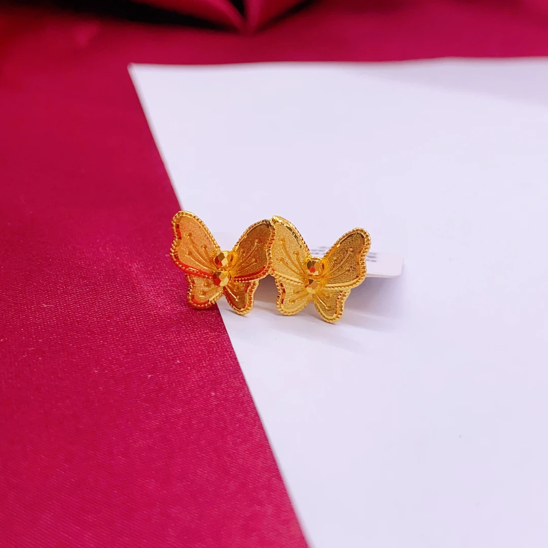 【木韵阁】足金999 5G黄金蝴蝶耳针 精美时尚2.55