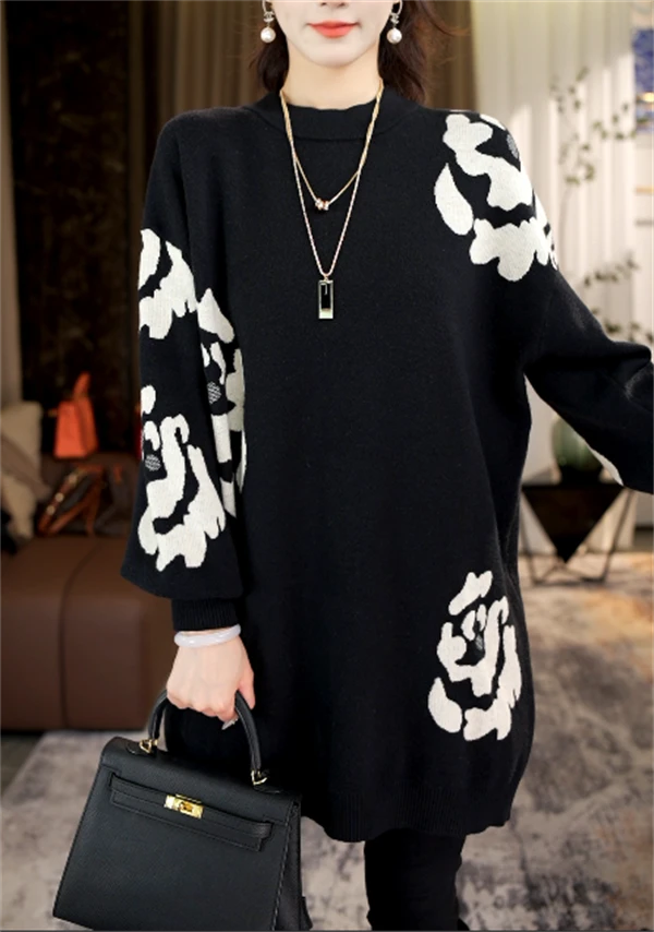 加厚保暖【山茶花】秋冬必备时尚上档次洋气高档宽松毛衣上衣-6667#