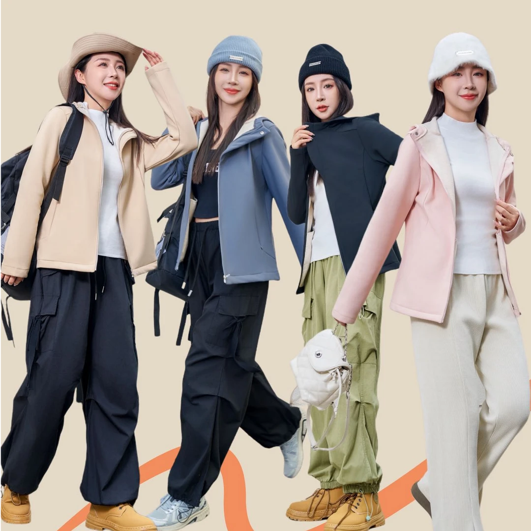 小蛮腰版~三防+三明治结构（软壳层+防风层+羊毛蚕丝）女款冲锋夹克