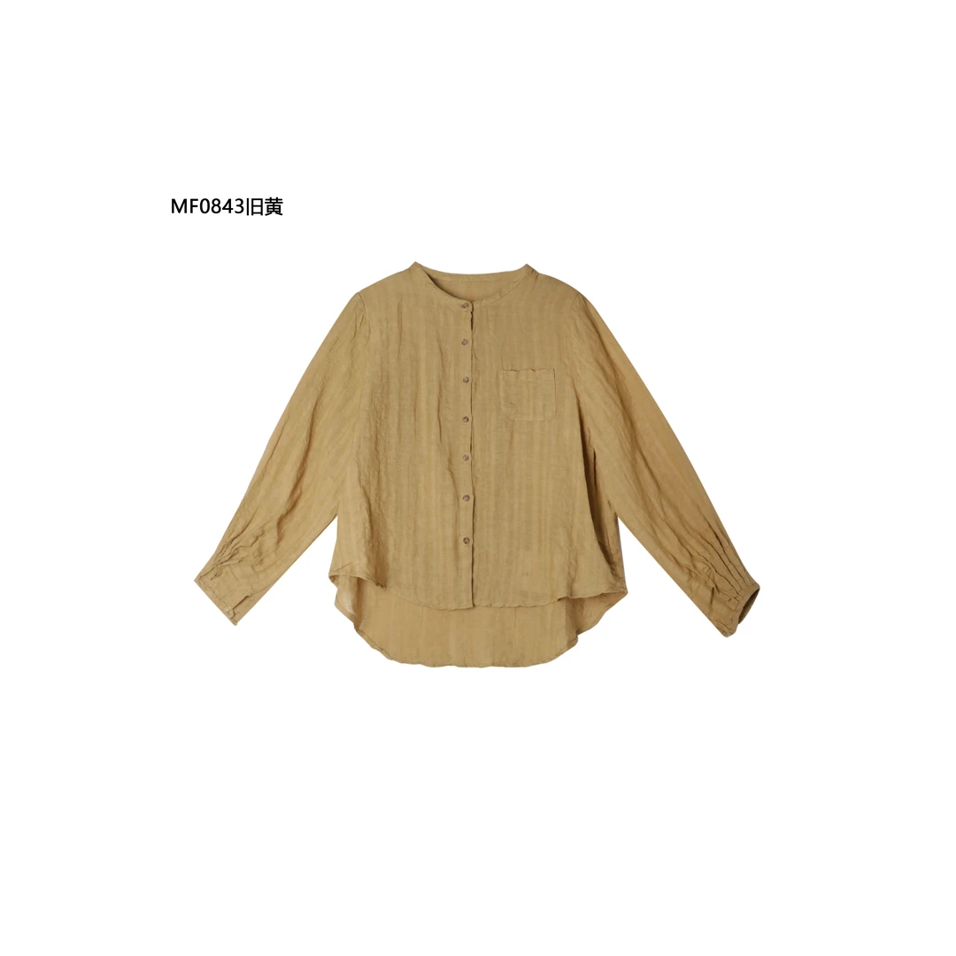 【麻訪家】MF0843旧黄复古文艺宽松休闲百搭开衫上衣