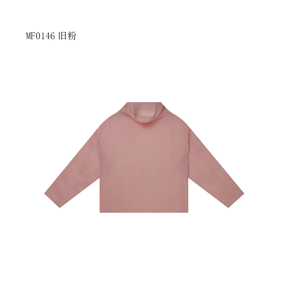 【麻訪家】MF0146旧粉文艺简约宽松百搭长袖堆堆领上衣